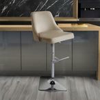 Eris Barstool - Set of 2 - Taupe Velvet Fabric and Chrome Legs