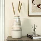 Vase - Beige and Blue Stripes - Ceramic