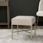 Ottoman Stool - Square - Cream Linen Fabric