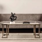 Aamari Coffee Table - White Marble Effect and Metal