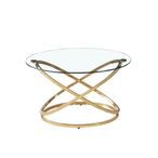 Rizzo Coffee Table - Round - Clear Glass and Gold Metal