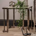 Aamari End Table - Square - White Marble Effect and Grey Metal