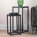 Alora Side Table - Square - Marble Effect Black - Set of 2