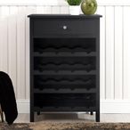 Lindon Storage Wine Cabinet - 1 Drawer - Black