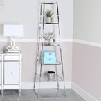 Logan Shelving Unit - Ladder - Clear Glass and Chrome - Open