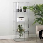 Logan Shelving Unit - Clear Glass and Chrome - Open