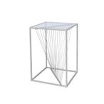 Luna End Table - Square - Clear Glass and Silver Metal
