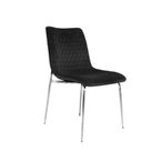 Zula Dining Chair - Set of 2 - Black Velvet Fabric - Chrome Legs
