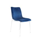 Zula Dining Chair - Set of 2 - Blue Velvet Fabric - Chrome Legs