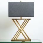 Table Lamp - Black Linen and Gold Metal