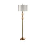 Floor Lamp - Cream Velvet Fabric - Amber Brown Glass