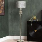 Floor Lamp - Grey Linen and Gold Metal