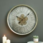 Wall Clock - Round - Dark Grey Gears
