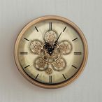 Wall Clock - Round - Gold Gears