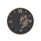 Wall Clock - Round - Industrial Black and Gold Gears - Metal