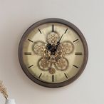 Wall Clock - Round - Industrial Copper Gears