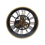 Wall Clock - Round - Industrial Gold and Black Gears
