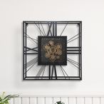 Wall Clock - Square - Industrial Black Gears - Small