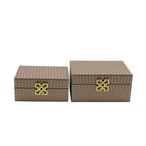 Jewellery Box - Bronze Faux Leather - Set of 2