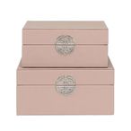 Jewellery Box - Rose Pink Faux Leather - Set of 2