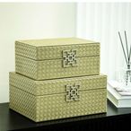 Jewellery Box - Matte Gold Faux Leather - Set of 2