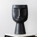 Vase - Matte Black - Face Design - Ceramic