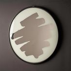 Wall Mirror - Round - White and Black Metal - 70.5cm x 70.5cm