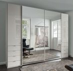 Nizza Sliding Wardrobe - 4 Door - Combi - White Glass