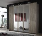 Berlin Dark Rustic Oak Wardrobe - 5 Door Mirror