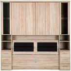 Luxor 3+4 Overbed Unit - 215cm - 33cm Occasional Element and Bedding Box - Rustic Oak
