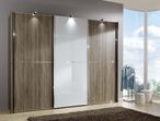 Miami2 Sliding Wardrobe - 3 Door - Oak and White Glass