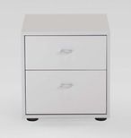 Tokio Bedside Cabinet - 2 Drawer - White - Chrome Handle