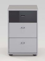 Tokio Bedside Cabinet - 3 Drawer - White - Silver Handle
