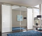Westside Sliding Wardrobe - 4 Door - Mirror - White Glass - Chrome Trim