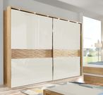Wega Sliding Wardrobe - 2 Door - Oak and Champagne Glass