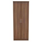 Clearance - Gina Walnut Effect 2 Door Plain Tall Wardrobe - FSS16432