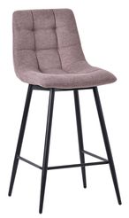 Corona Camel Velvet Fabric High Back Barstool with Black Metal Legs