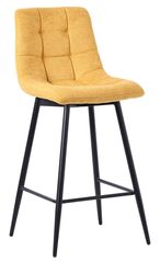 Corona Yellow Velvet Fabric High Back Barstool with Black Metal Legs