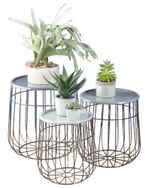 Clearance - Quinn Grey Metal Round Tables - Set of 3 - Brand New Item