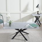 Clearance - Chopstick Grey Glass Coffee Table with Black Metal Legs