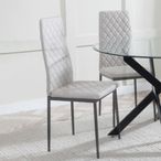 Clearance - Metro Dining Chairs in Beige Colour Leather and Black Metal Legs