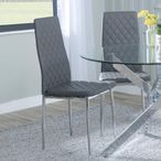 Clearance - Metro Dining Chairs in Grey Colour Leather and Chrome Metal Legs