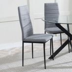 Clearance - Lido Dining Chair in Dark Grey Colour Fabric with Black Legs