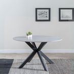 Novara 4 Seater Grey Ceramic Round Dining Table with Black Star Base - 130cm