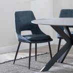 Peyton Blue Fabric Dining Chair with Black Legs