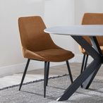 Darwin Orange Fabric Dining Chair with Black Legs
