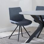 Boden Dark Grey Fabric Swivel Dining Chair with Black Legs
