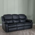 Berlin Black Leather 3 Seater Recliner Sofa