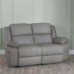 Bentley Light Grey Leather 2 Seater Recliner Sofa
