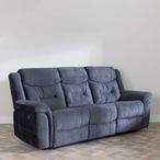 Dudley Silvano Blue Fabric 3 Seater Recliner Sofa